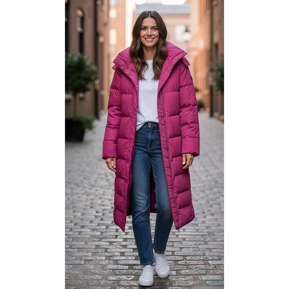LL Bean Ultrawarm Long Down Coat Womens M Pink Full Length Puffer Jacket 0BCU8